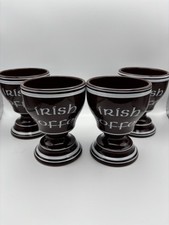 vintage Irish Coffee Becher im 4er Set aus Keramik. Braun /weiß.guter Zustand.