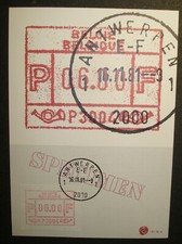 Belgie 1981:Eersttagskarte fdc maximum card ATM label FRAMA MN 1 FDC ANTWERPEN