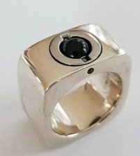 Charlotte Ehinger Schwarz Ring  Sterlingsilber  D 17 -neu- 