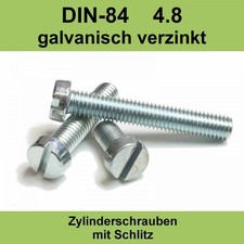 M 3 DIN 84 verzinkte Zylinderschrauben Zylinderkopfschrauben mit Schlitz M3x