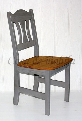 Stuhl kiefer massiv grau - kiefer,