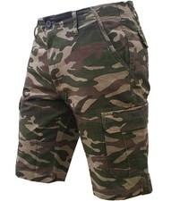 Herren Woodland Camo Shorts Baumwolle Hose Armee Cargo Kampf Camouflage Überschuss