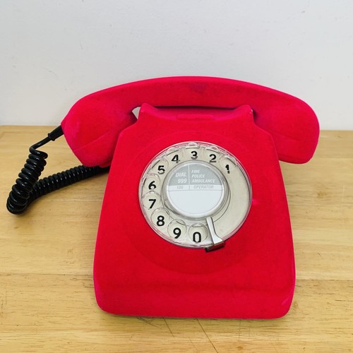 Rosa beflocktes drehtelefon - beflocktes,
