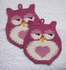 Topflappen  - Motivtopflappen gehäkelt /  Eule