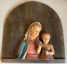 Alte Heiligenfigur Jungfrau Maria mit Jesus Kind Gips