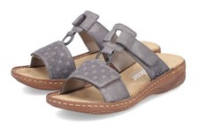 Rieker Pantolette Grau Slipper Schlappen Sandale Hausschuh Klettverschluss