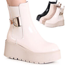 Damenschuhe XXL Plateau Stiefeletten Chelsea Boots Booties Kurzstiefel
