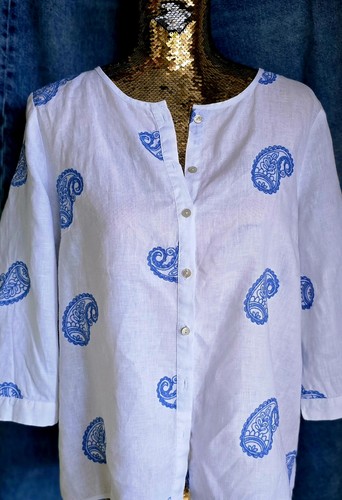 Damen bluse weiß blau 36 - weiß,