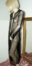 Hauchzarter SCHIMMER - FUNKEL Nylon - Negligee - Mantel Morgenmantel schwarz S/M
