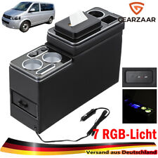 LED Mittelkonsole Staufach Console Storage Für VW T4 T5 T6 T6.1 Bus Multivan USB