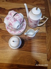 Pirkenhammer Porzellan Set - Kaffeekanne, Milchkanne, Zuckerdose, Goldrand