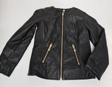 Mädchen Kunstlederjacke, , schwarz, Gr. 116 / 122