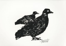 Robert Hammerstiel (*1933 Werschetz/Banat): TAUBEN, Holzschnitt, signiert