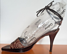 BLAY Slingpumps Peep Toe High Heels Pfenningabsatz - braun-beige - Gr. 35