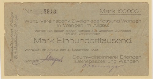 100000 mark banknote inflation - 100000,