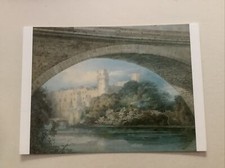 1 Postkarte, J. M. W. Turner,  Warwick- Castle und Brücke, englische Landschaft