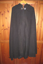 Umhang Schwarz Mittelalter Wikinger Larp Mantel Baumwolle Loden mit Gugel, Top!