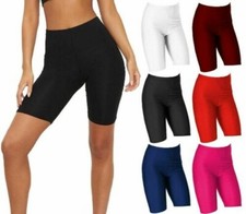 Damen Glänzend Super Dehnbar Lycra Leggings Fahrrad Tanz Shorts