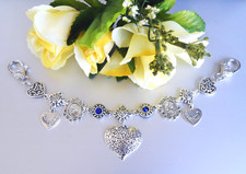 Edle Oktoberfest Charivari Kette Trachtenschmuck Miederkette  + Strass Herz Neu