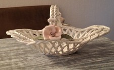 Porzellankorb, geflochten, Vintage