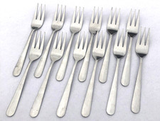 12 Stück Kuchen Gabel ca. 14cm Design Glatt mit 3 Zargen Dessert Besteck Neu