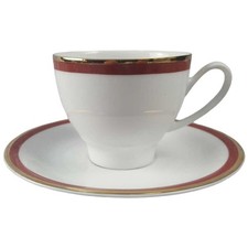 Kaffeetasse mit Untertasse & Seltmann Vohenstrauß rot gold Rand