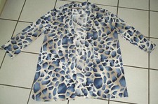 Cardigan Gr. M L XL 38 40 42 44 Jacke Strickjacke Weiß Blau wie Slinky seidig