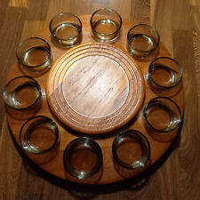 Digsmed Denmark Design Mid Century Teakholz Rondel mit 10 Rauchglas-Dipschalen