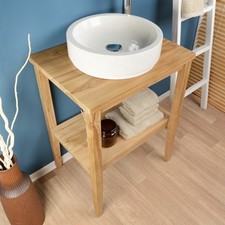 Waschtisch Susi Teak 65x45x78 cm lasiert Aufsatz-Waschtisch Echtholz wohnfreuden