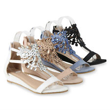 Damen Keilsandaletten Strass