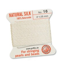 GRIFFIN 100 % Seide natürliches Auffädeln Faden - Saitenperlen Perlen - WEISS