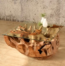 Wurzelholz Tisch 80x80 Amazonas Teak Couchtisch Wohnzimmertisch Holz Sofatisch