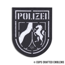Lasercut Patch Polizei NRW Wappen schwarz/reflektierend Abzeichen