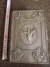 Bibel Gebetbuch mit prachtvollem massivem Zinn-Einband-Umschlag  Antik - Vintage