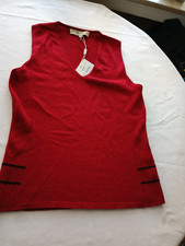 KASCHMIR/Seide. Strick Ärmellos Pullover Weste Maulbeere Größe S