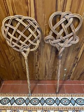 2 ALTE TEPPICH HAND KLOPFER 78 CM HANDARBEIT TEPPICHKLOPFER KORBWEIDE GEFLOCHTEN