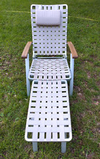 * Garpa Deck Chair Gartenliege * Gartenstuhl * Alu & Gurtgeflecht Armlehne Teak