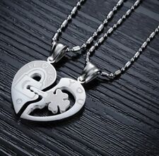 2 Halsketten Partner Paar    Herz Edelstahl Zirkonia     Gravur Modeschmuck 