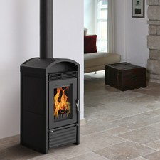 Kaminofen wasserführend Schmitzker Marbella mini Holzofen Schwarz Kamin 8 kW