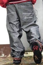 ☆—Sancezz—Glanz—Shiny—W30–Baggy—Jeans—Silver—Silber—Hip Hop—1990s—90s—Y2K—☆