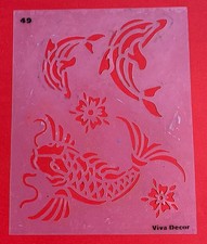 Schablone - Viva Decor 49 - Koi Delfine Blüten - gebraucht - 20,4 x 25,3 cm