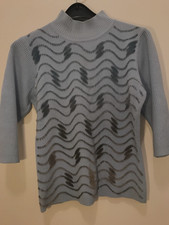 Damen Pullover , Gr. 36, blau, 3/4ärmelig