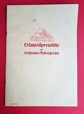 VENTZKI Ersatzteil Preisliste für Gespann Ackergeräte 1939  ( F16441