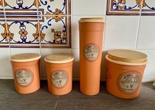 VINTAGE VAL DO SOL TERRACOTTA / 4 Vorratsbehälter Tee Kaffee Spaghetti Zwiebeln 