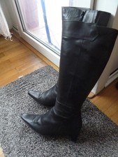 schwarze Langschaftstiefel, Gr. 39, Leder gefüttert