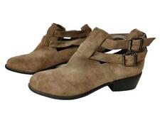 NEU DAMEN TOPSHOP MONTI2 UK 6 TAUPE VELOURSLEDER BLOCKABSATZ SCHNALLE STIEFELETTEN UVP £46