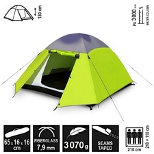 Campingzelt 3 Personen 210cm Grün Kuppelzelt Wasserdicht Trekking Familienzelt