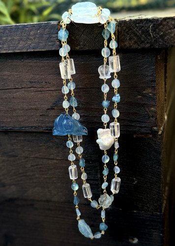 Lange kette aquamarin - lange,
