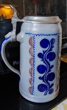 EKU-Bier, Keramikkrug mit Eisengriff und Deckel. 1980-90 Usp