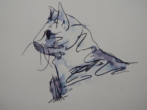 Tuschezeichnung picasso katze - picasso,